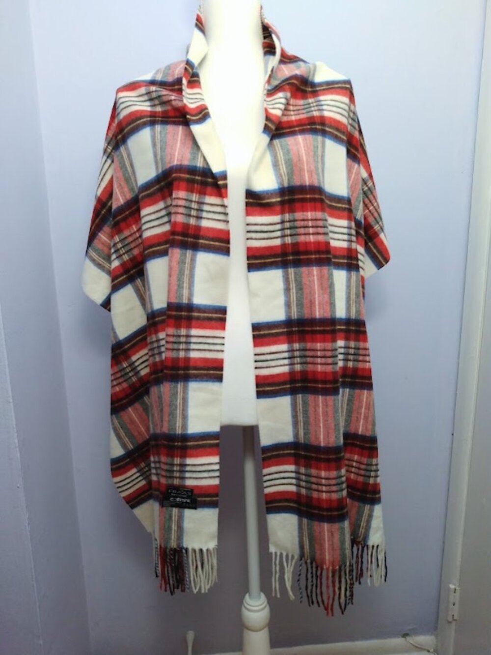 Tartan Plaid Blanket Scarf Wrap Shawl Oversized Soft Cozy Fringe 70X20 Cabincore